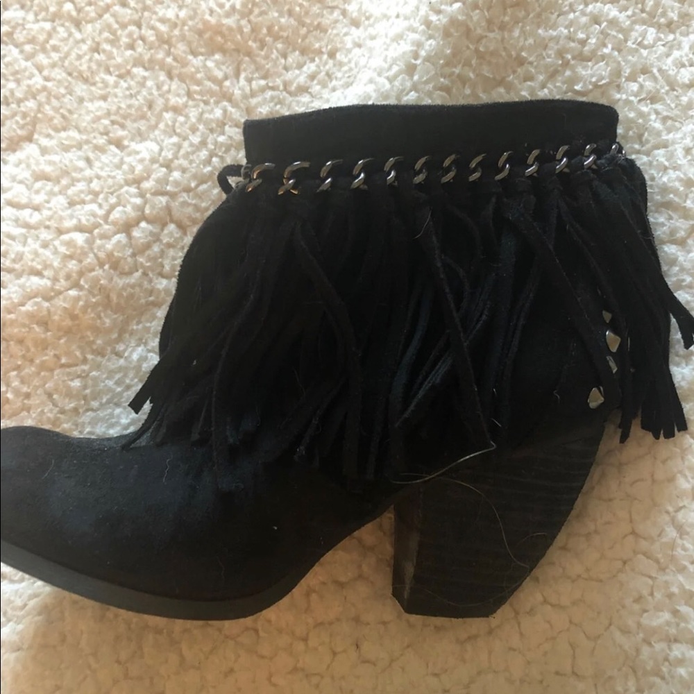 Fringe ankle boots
